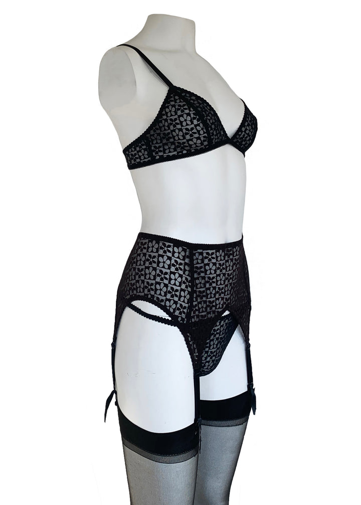 Daisy Jacquard Garter Belt