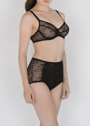 Ballet Lace High-WaistBrief in Black and Brights - DEBORAH MARQUIT