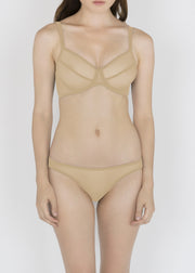 Sheer French Tulle Bikini Brief in Neutrals - DEBORAH MARQUIT