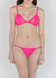 Sheer French Tulle Triangle Bra in Fluorescent Colors - DEBORAH MARQUIT