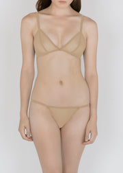 Sheer French Tulle Triangle Bra in Neutrals - DEBORAH MARQUIT