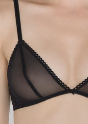 Sheer French Tulle Triangle Bra in Neutrals - DEBORAH MARQUIT